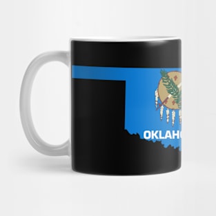 Oklahoma Flag State Outline AF (white) Mug